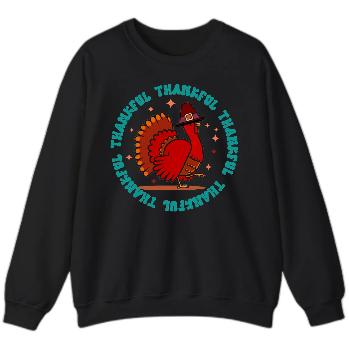 Happy Turkey Thanksgiving Celebration Sweatshirt in Black