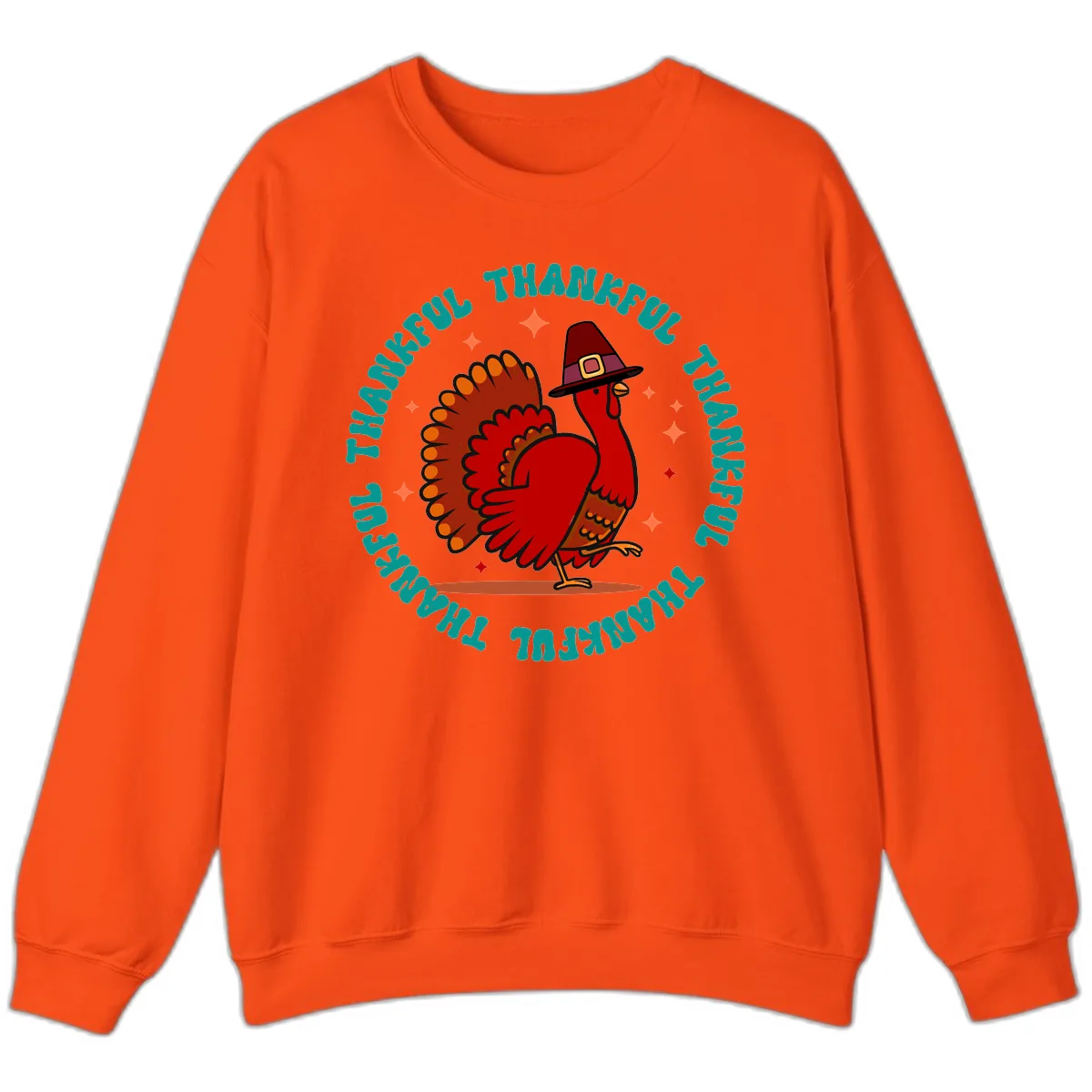 Happy Turkey Thanksgiving Celebration Sweatshirt in Orange