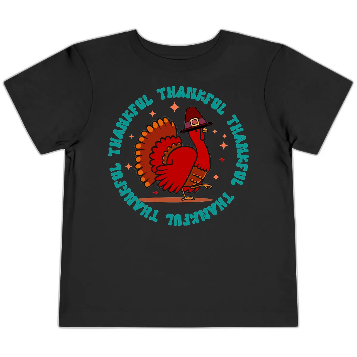 Happy Turkey Thanksgiving Celebration Toddler T-Shirt in Black