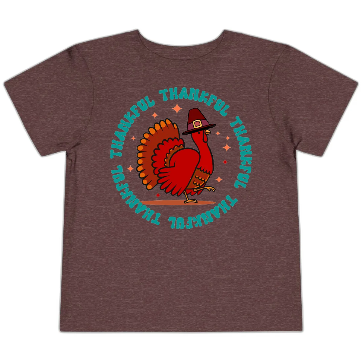 Happy Turkey Thanksgiving Celebration Toddler T-Shirt in Heather Maroon
