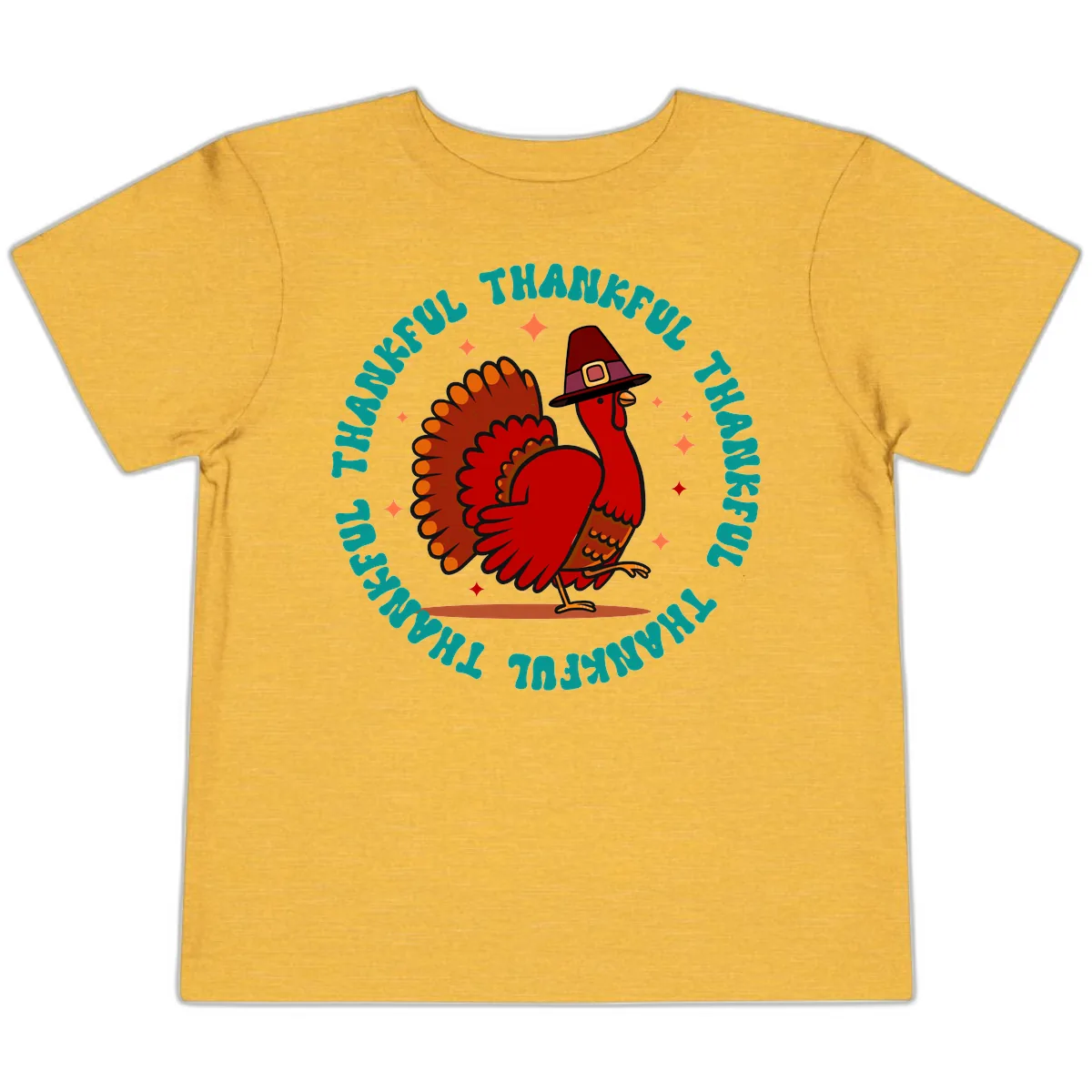Happy Turkey Thanksgiving Celebration Toddler T-Shirt in Heather Yellow Gold