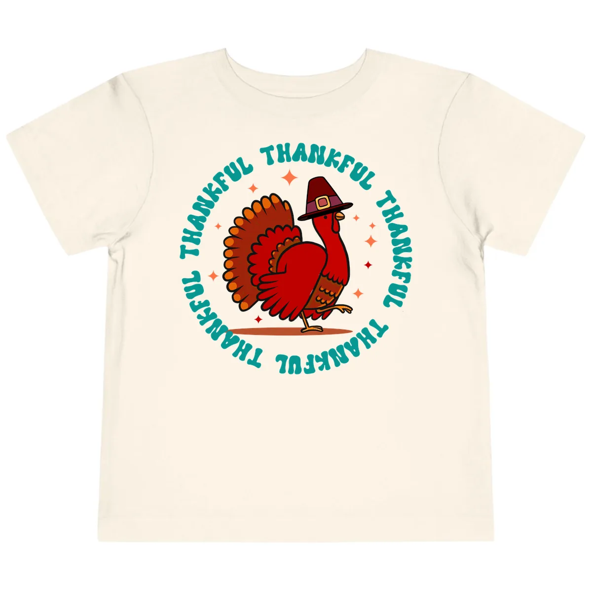 Happy Turkey Thanksgiving Celebration Toddler T-Shirt in Natural