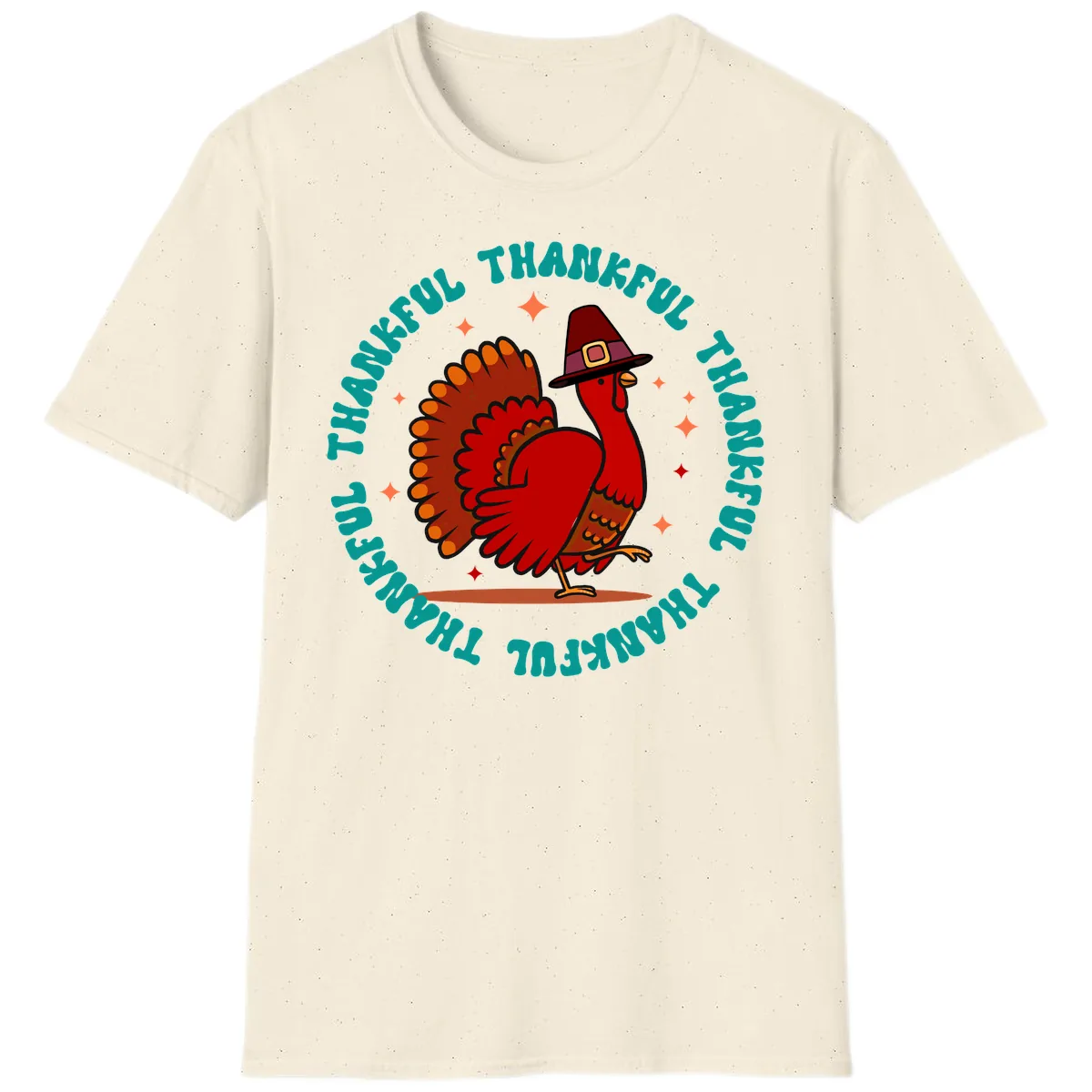 Happy Turkey Thanksgiving Celebration T-Shirt in Natural