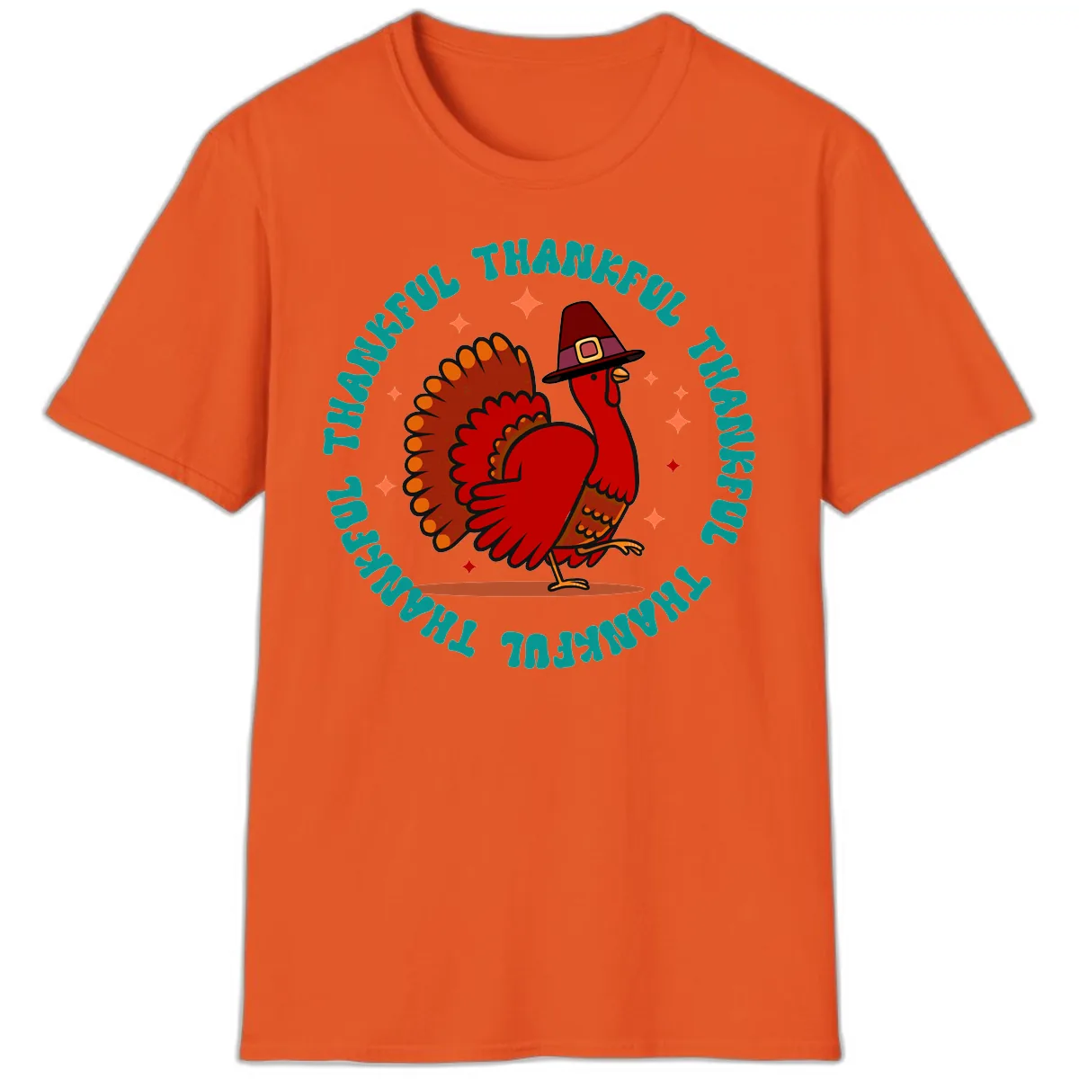 Happy Turkey Thanksgiving Celebration T-Shirt in Orange