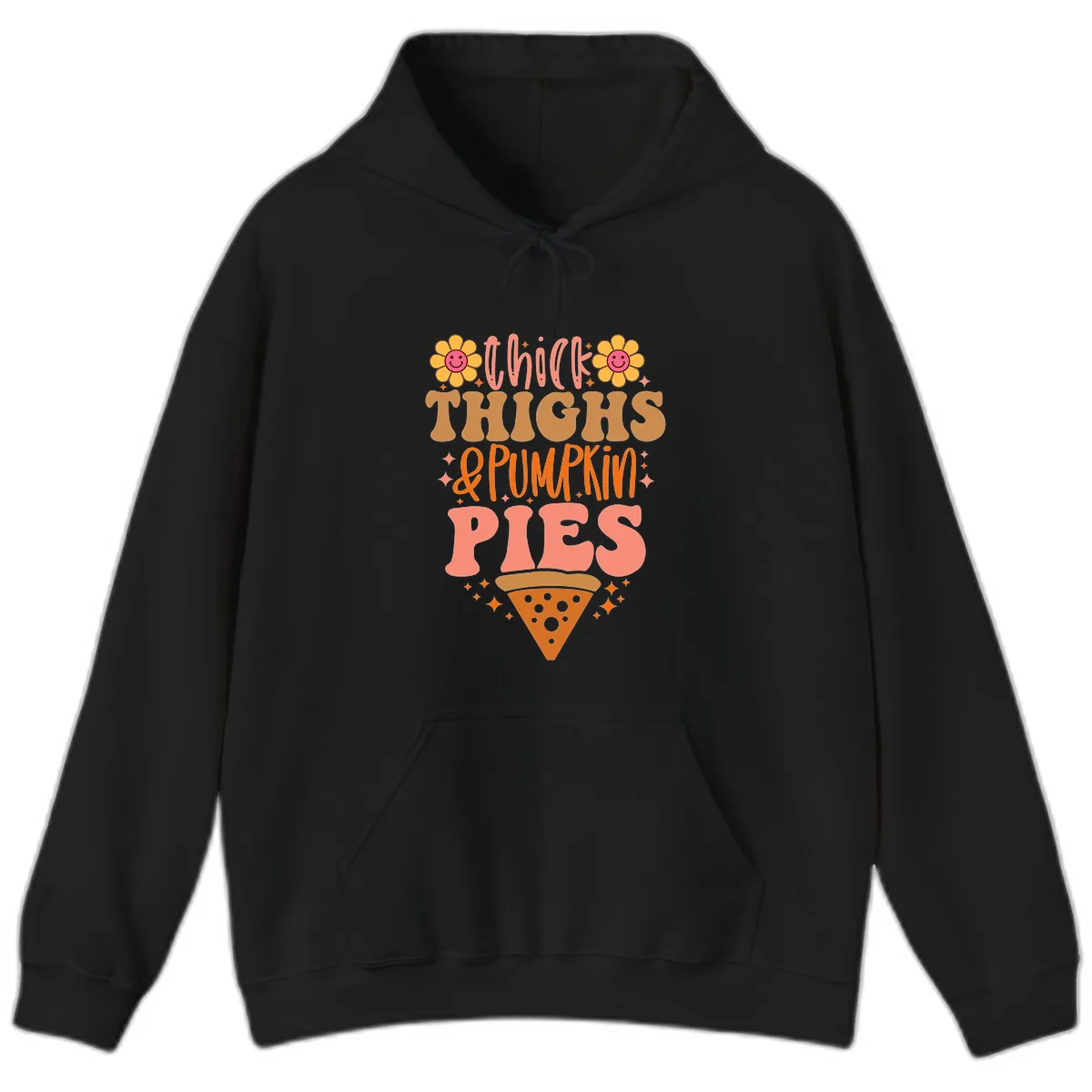 Thick Thighs And Pumpkin Pies Hoodie in Black