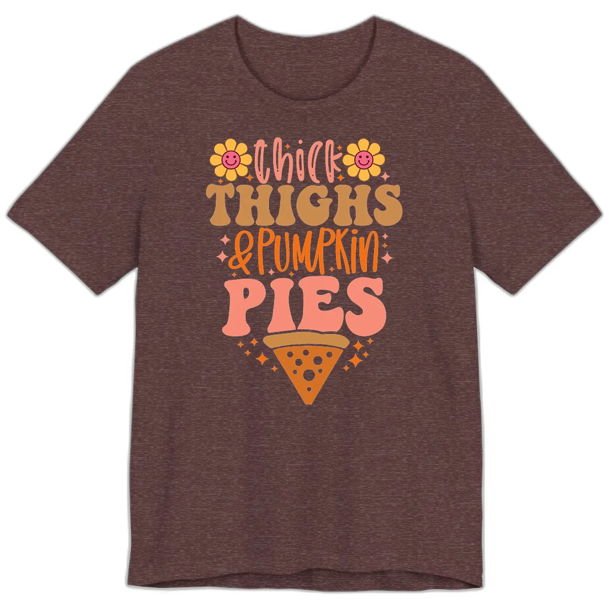 Thick Thighs And Pumpkin Pies Premium T-Shirt in Heather Maroon