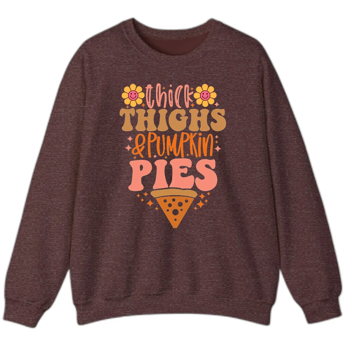 Thick Thighs And Pumpkin Pies Sweatshirt in Heather Sport Dark Maroon