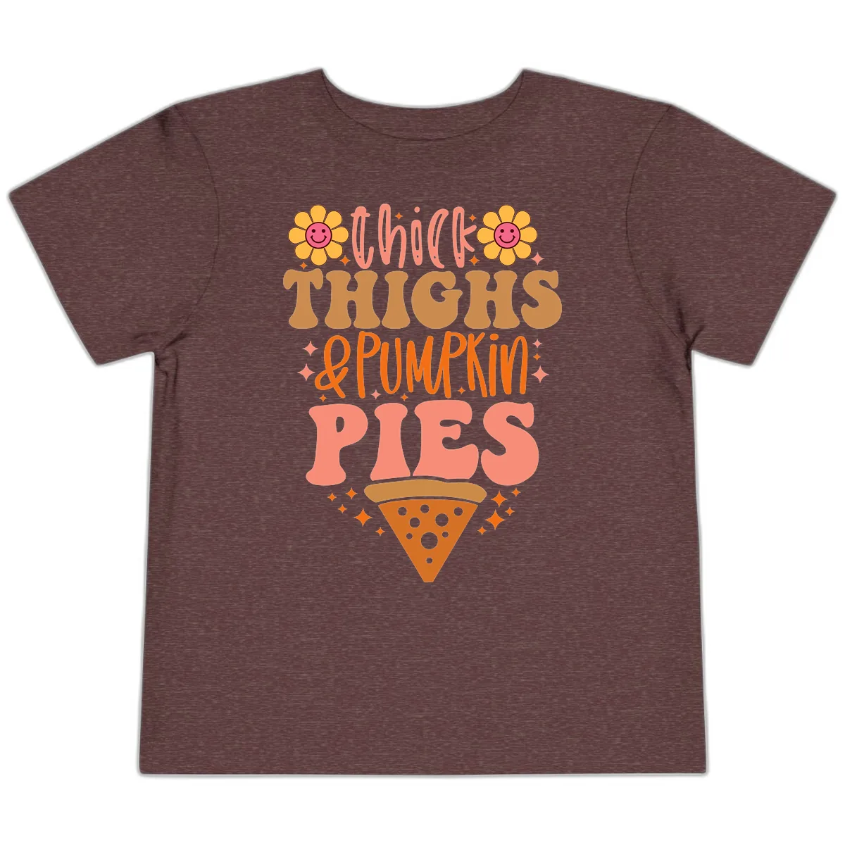 Thick Thighs And Pumpkin Pies Toddler T-Shirt in Heather Maroon