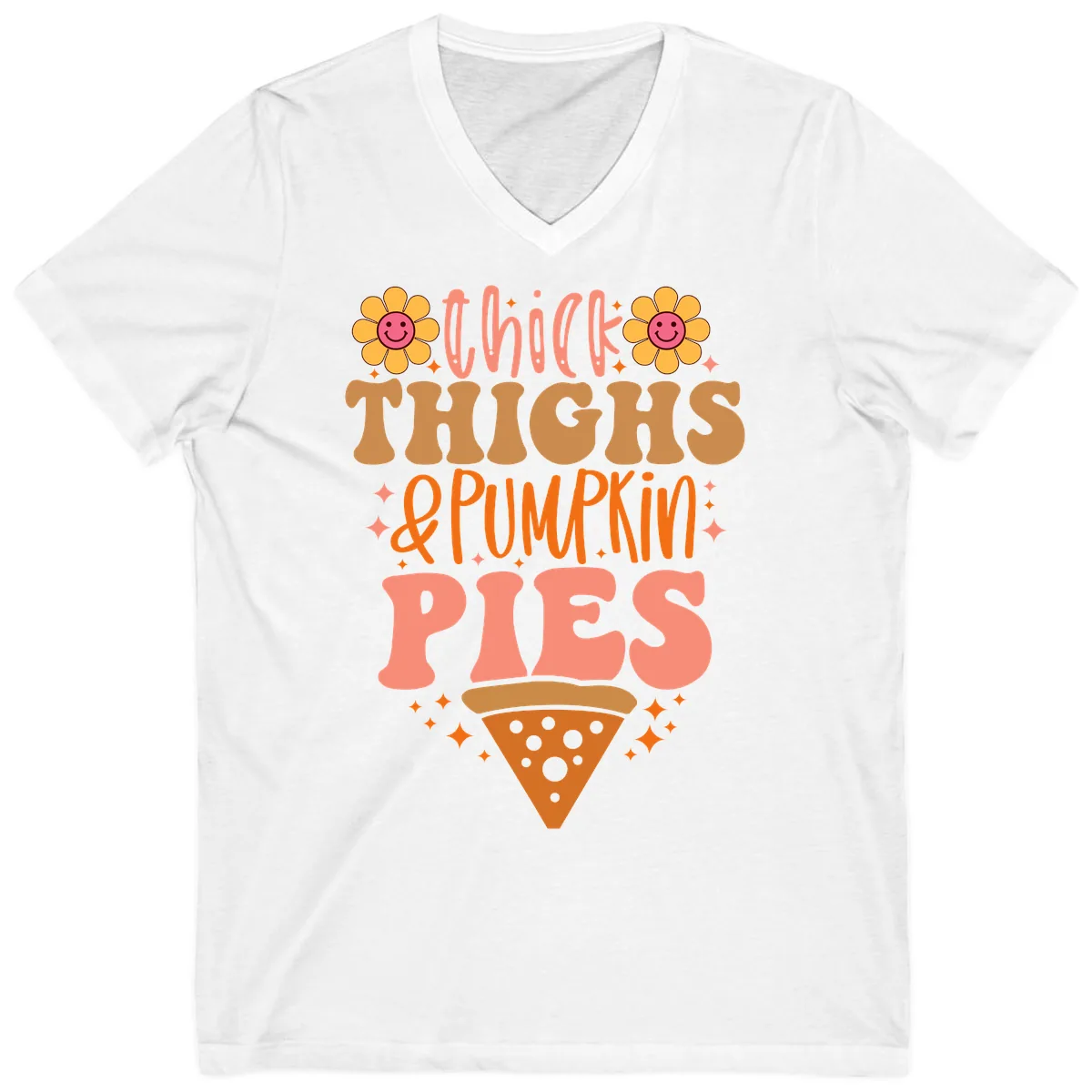 Thick Thighs And Pumpkin Pies V-Neck in White
