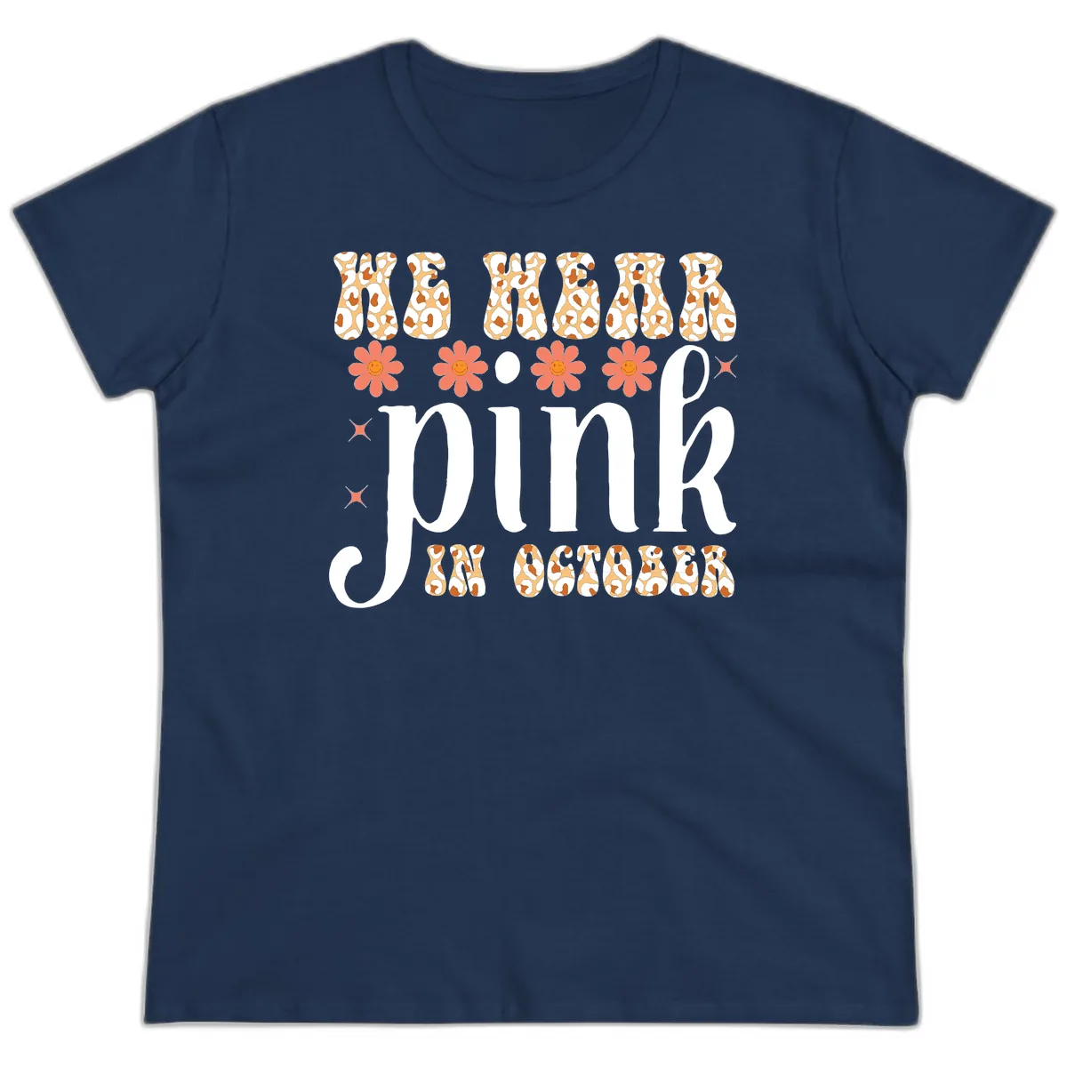 We Wear Pink In October Ladies Tee in Navy