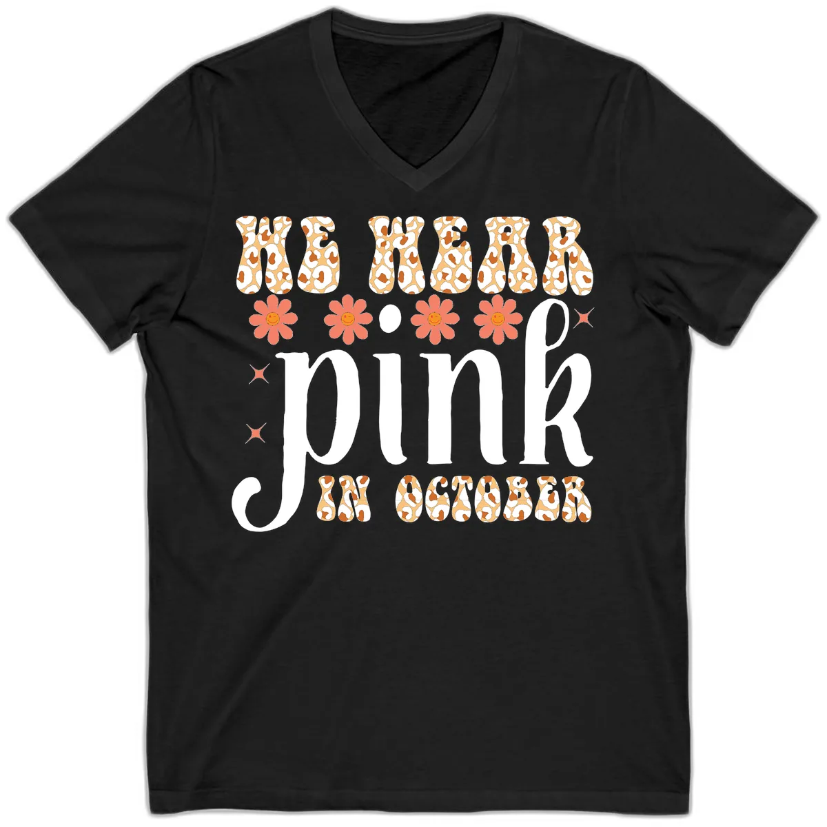 We Wear Pink In October V-Neck in Black