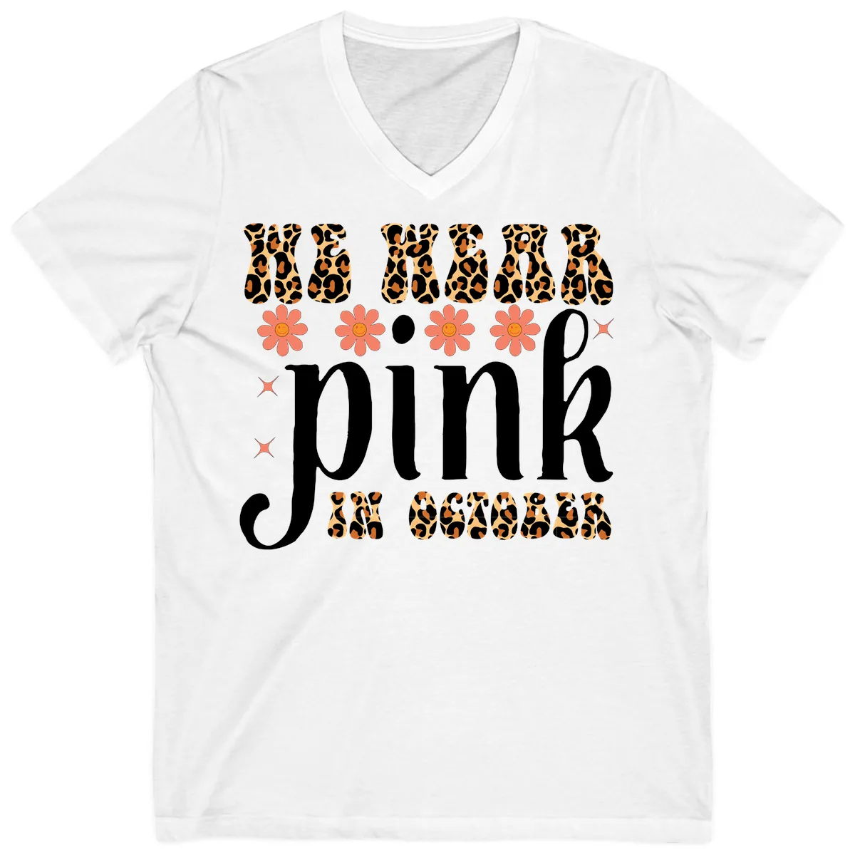 We Wear Pink In October V-Neck in White