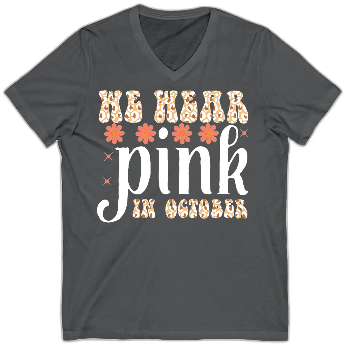 We Wear Pink In October V-Neck in Asphalt