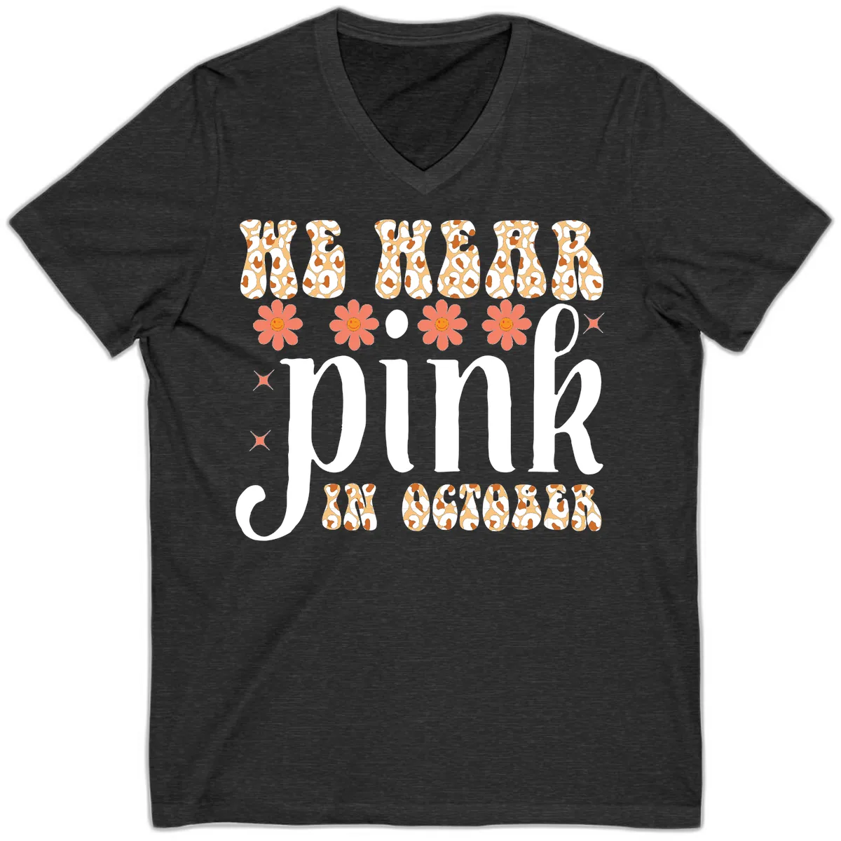 We Wear Pink In October V-Neck in Dark Grey Heather