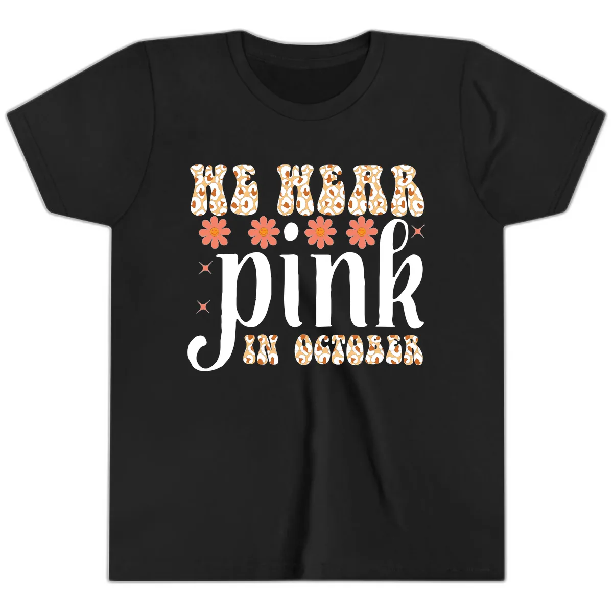 We Wear Pink In October Youth T-Shirt in Black