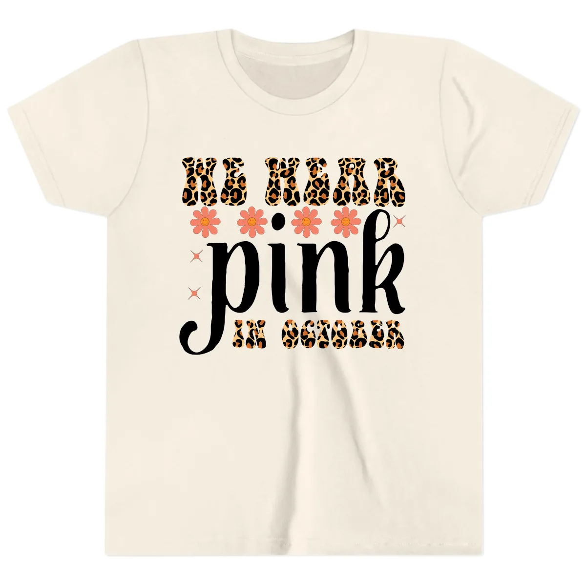 We Wear Pink In October Youth T-Shirt in Natural