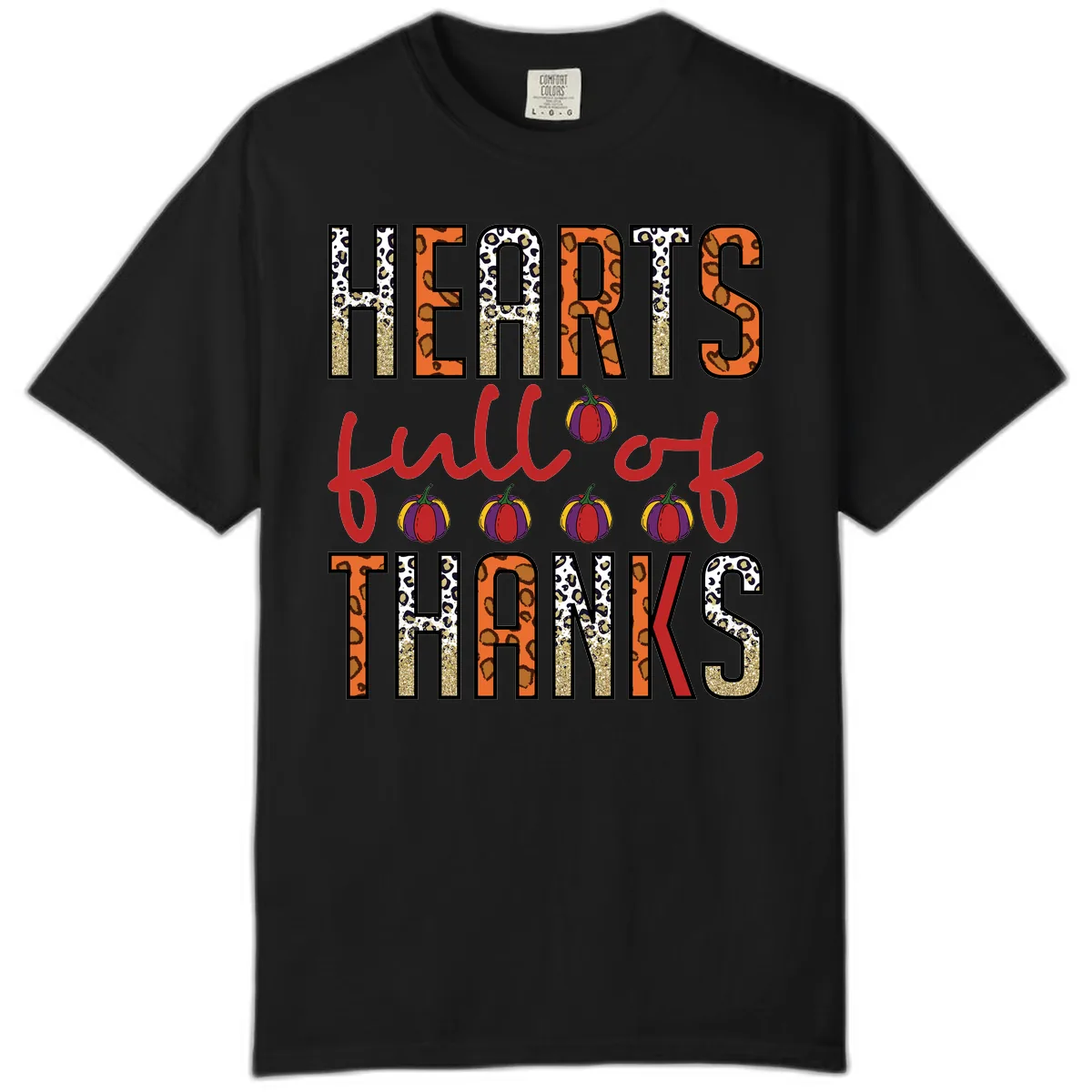 Hearts Full of Thanks Pumpkins Design Comfort Color in Black