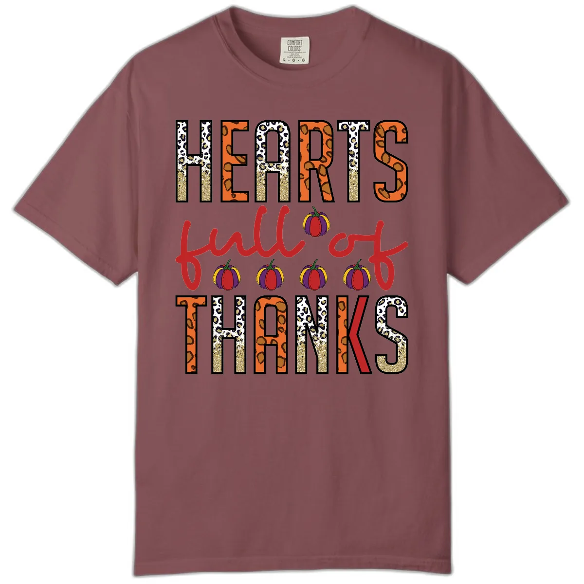 Hearts Full of Thanks Pumpkins Design Comfort Color in Brick