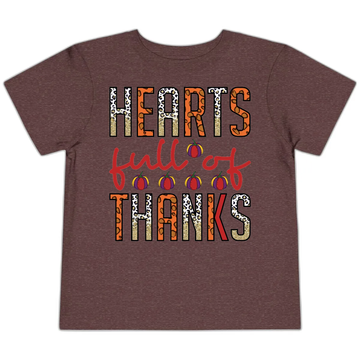 Hearts Full of Thanks Pumpkins Design Toddler T-Shirt in Heather Maroon