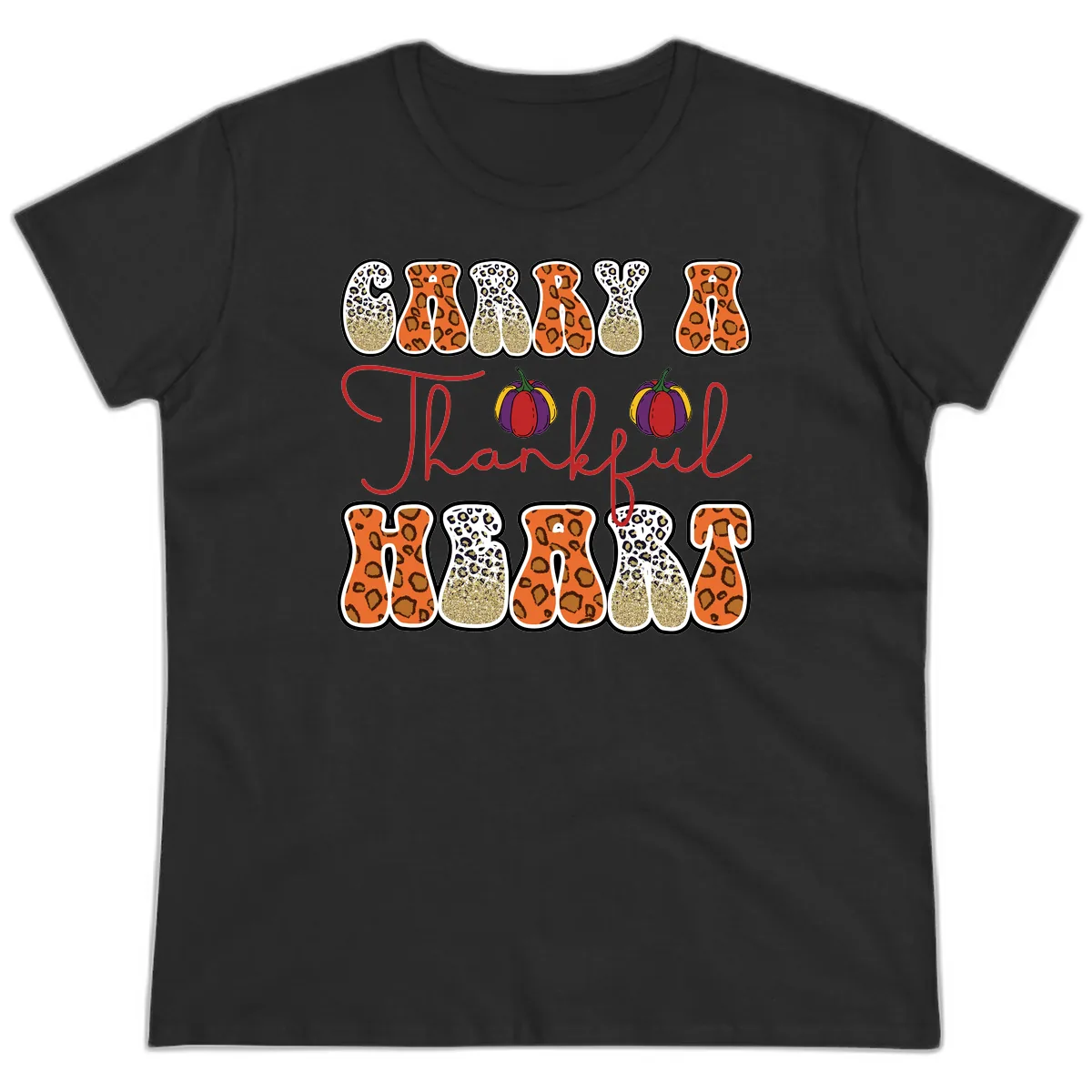 Carry A Thankful Heart Ladies Tee in Black
