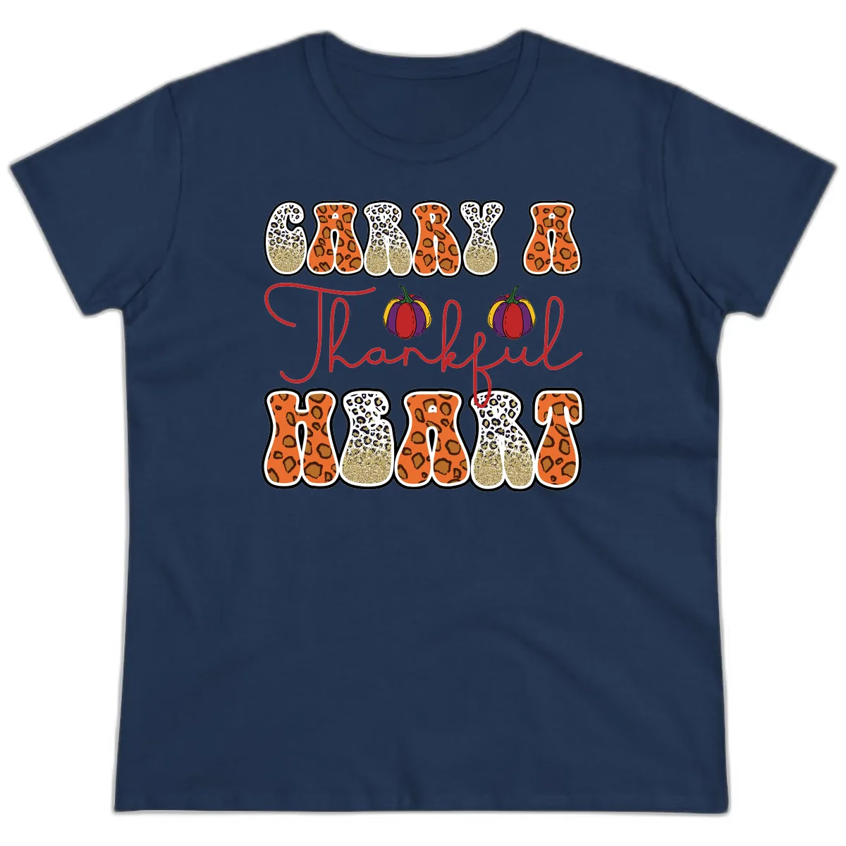 Carry A Thankful Heart Ladies Tee in Navy