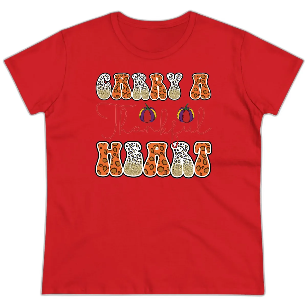 Carry A Thankful Heart Ladies Tee in Red