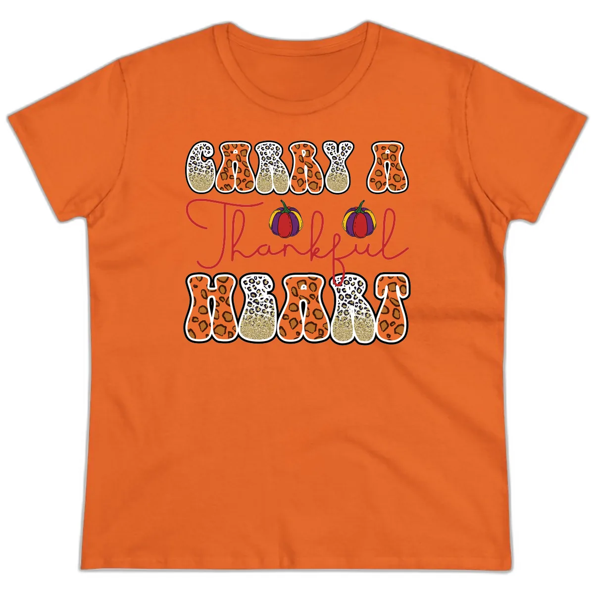Carry A Thankful Heart Ladies Tee in Orange