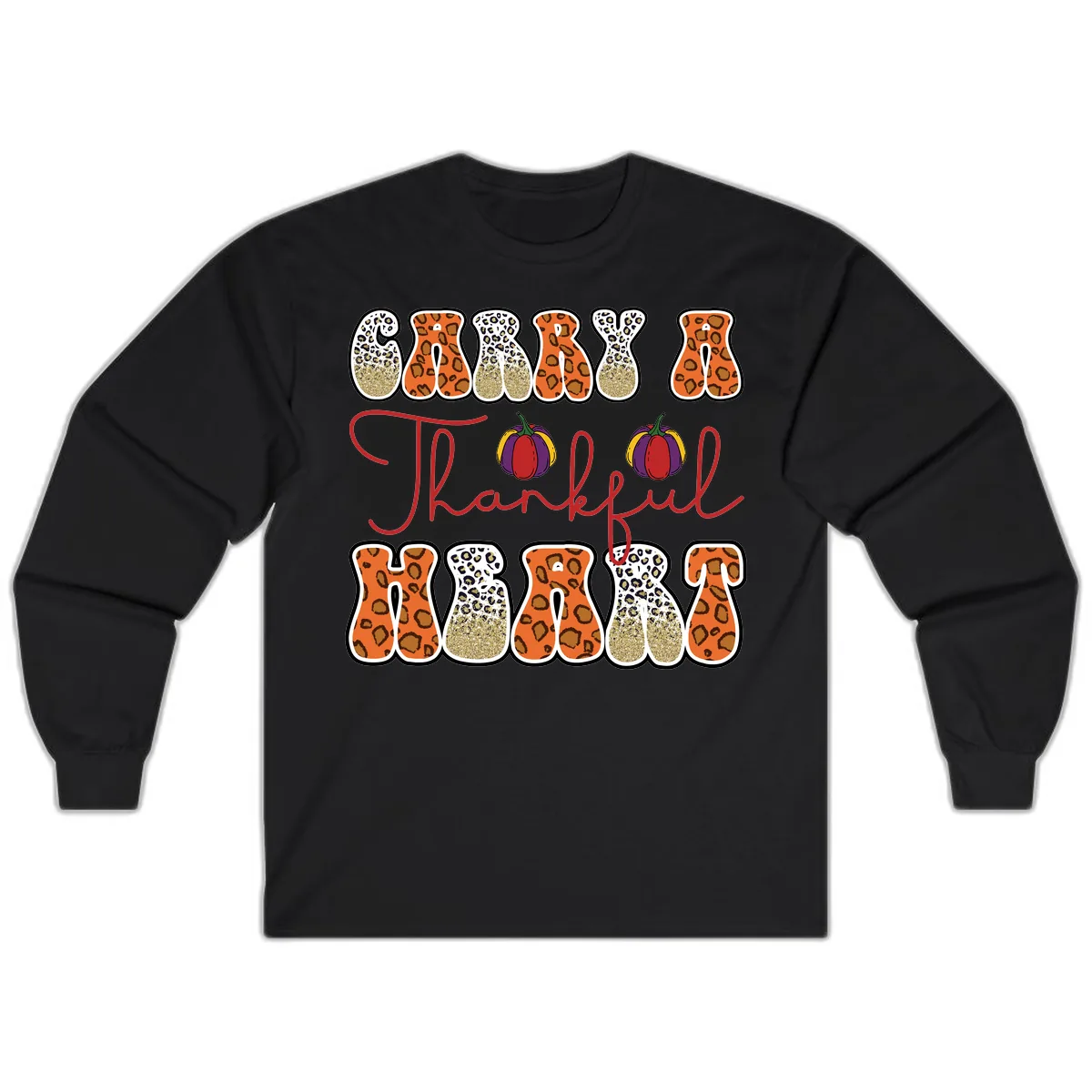 Carry A Thankful Heart Long Sleeve in Black