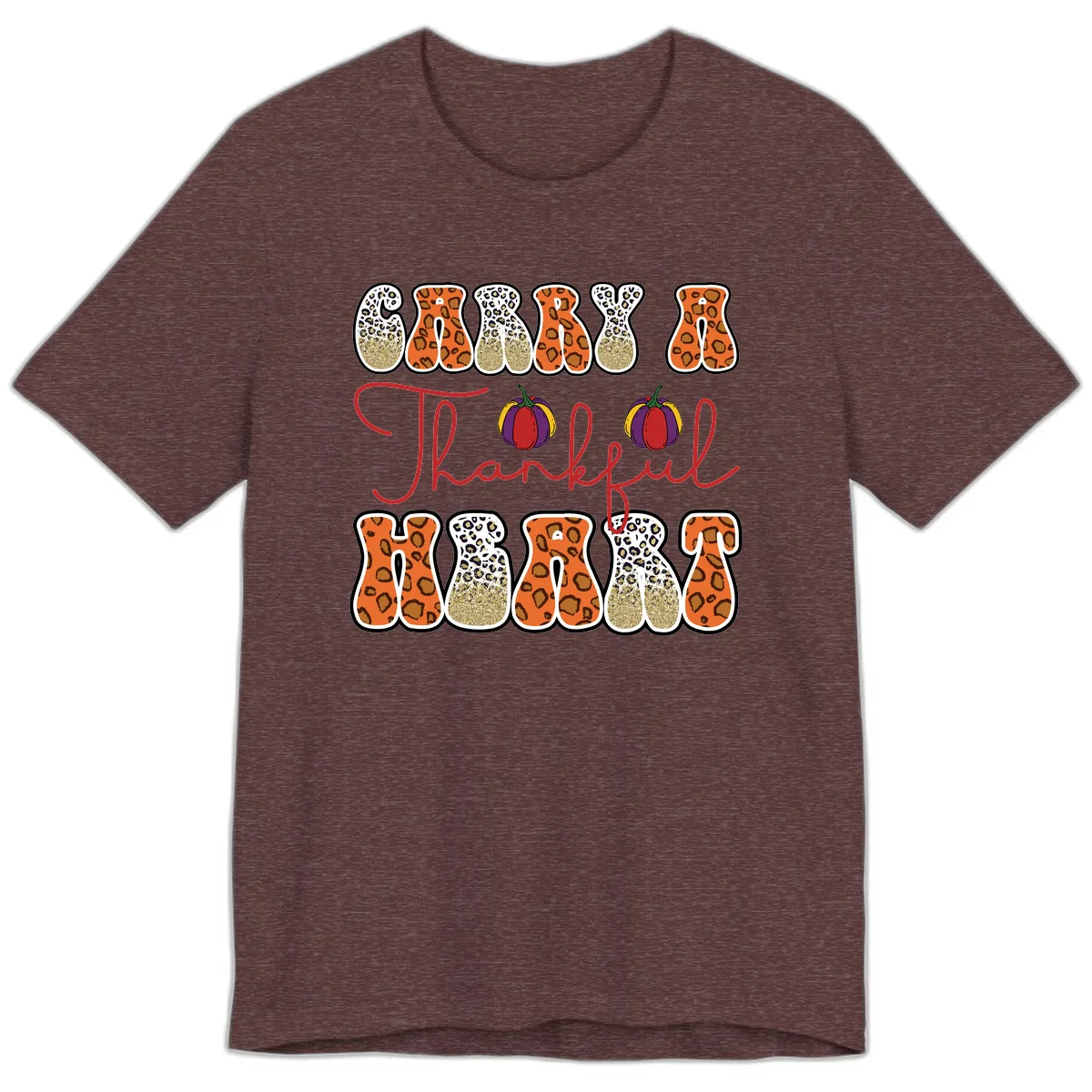 Carry A Thankful Heart Premium T-Shirt in Heather Maroon