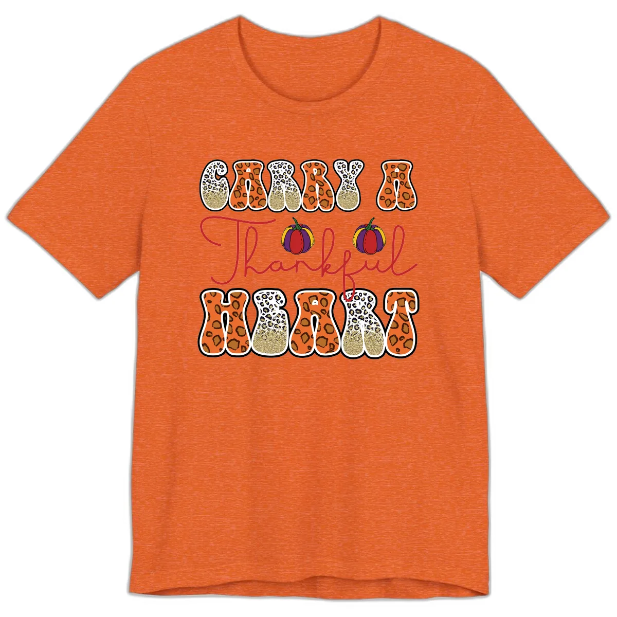 Carry A Thankful Heart Premium T-Shirt in Heather Orange