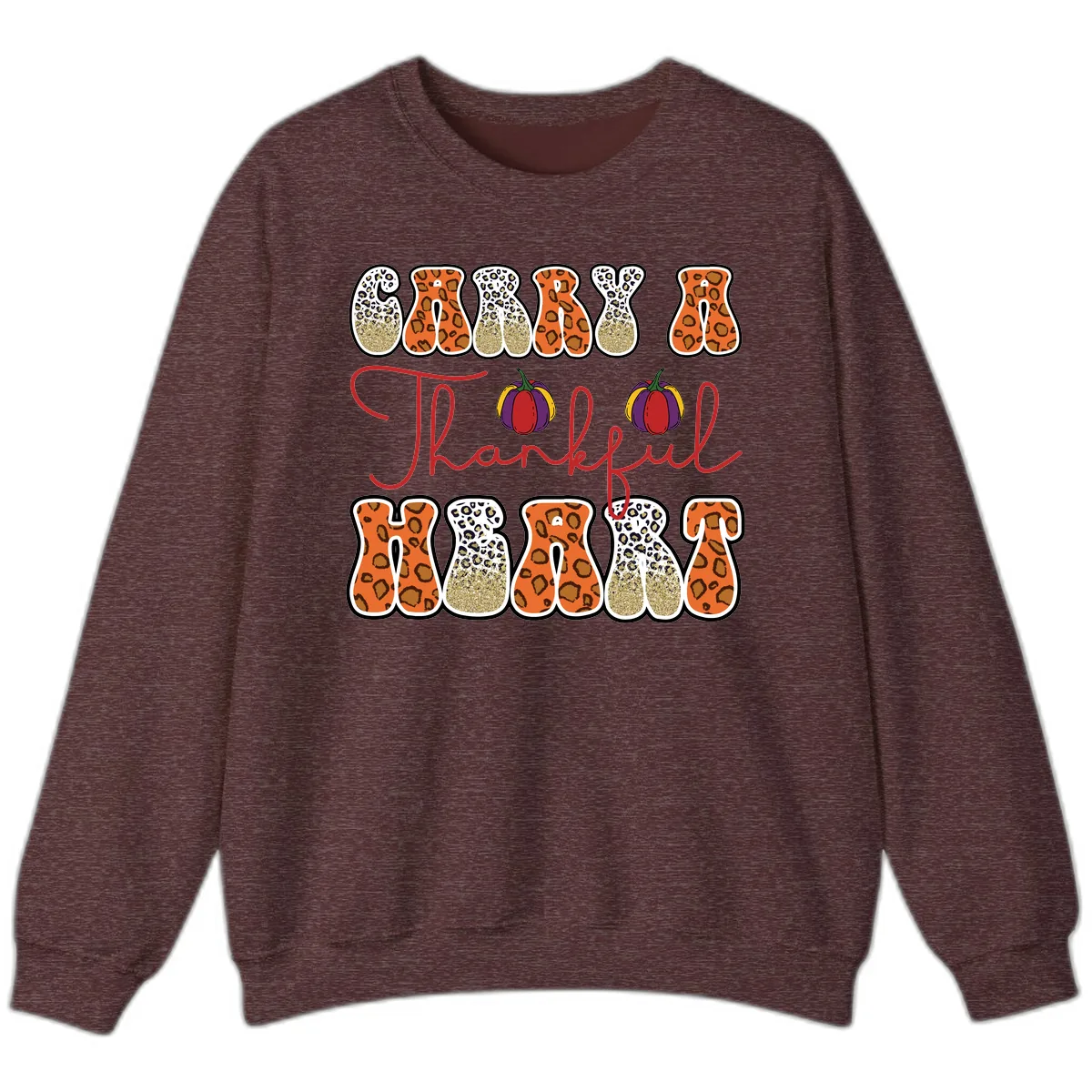 Carry A Thankful Heart Sweatshirt in Heather Sport Dark Maroon