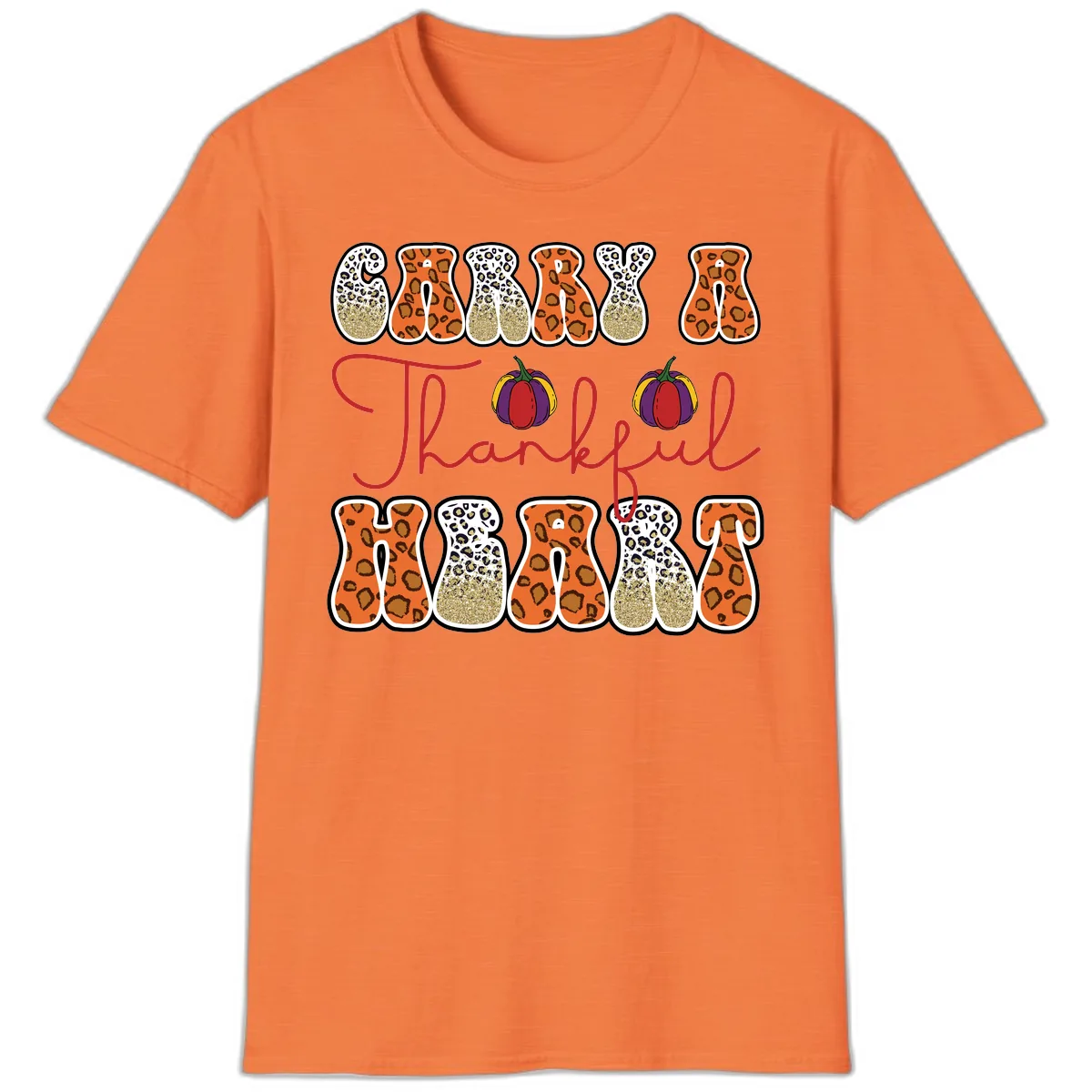 Carry A Thankful Heart T-Shirt in Heather Orange