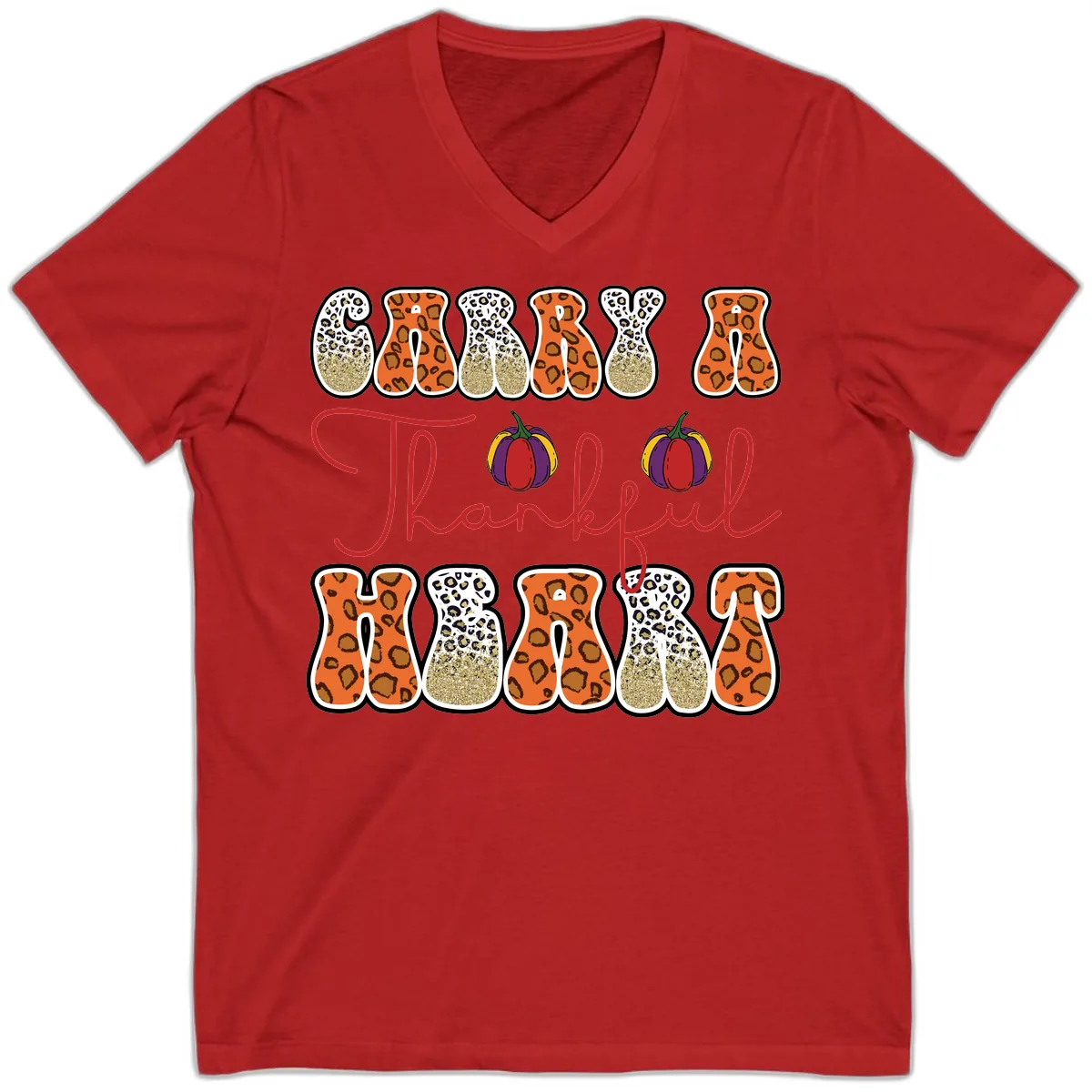 Carry A Thankful Heart V-Neck in Red