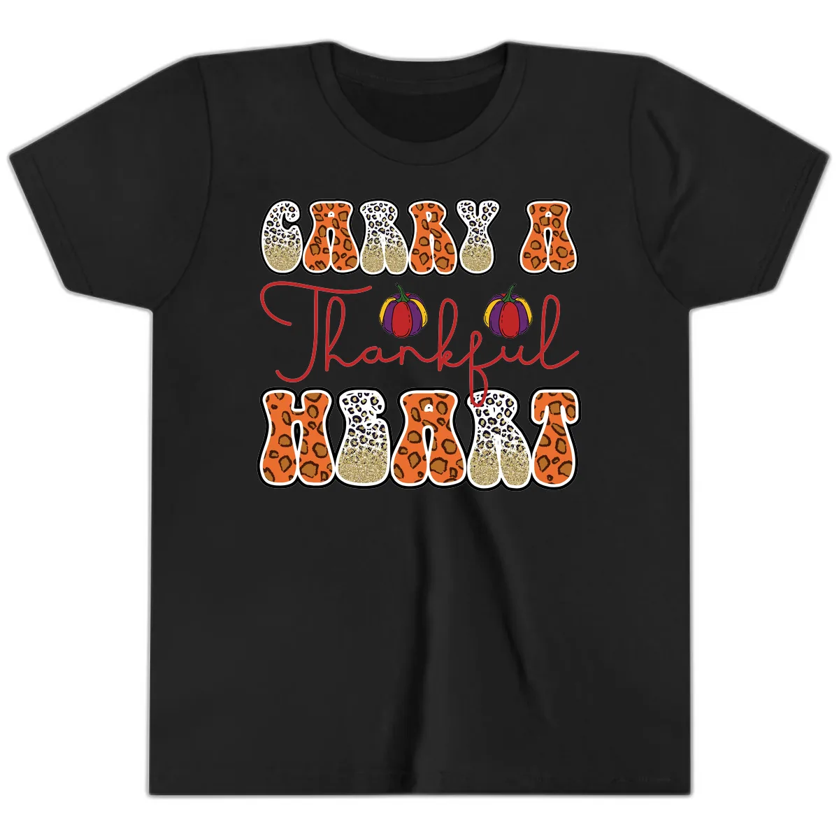 Carry A Thankful Heart Youth T-Shirt in Black