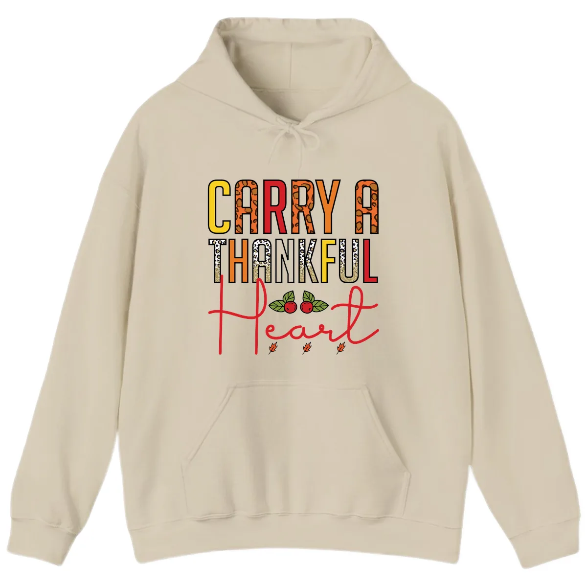 Carry A Thankful Heart Design Hoodie in Sand