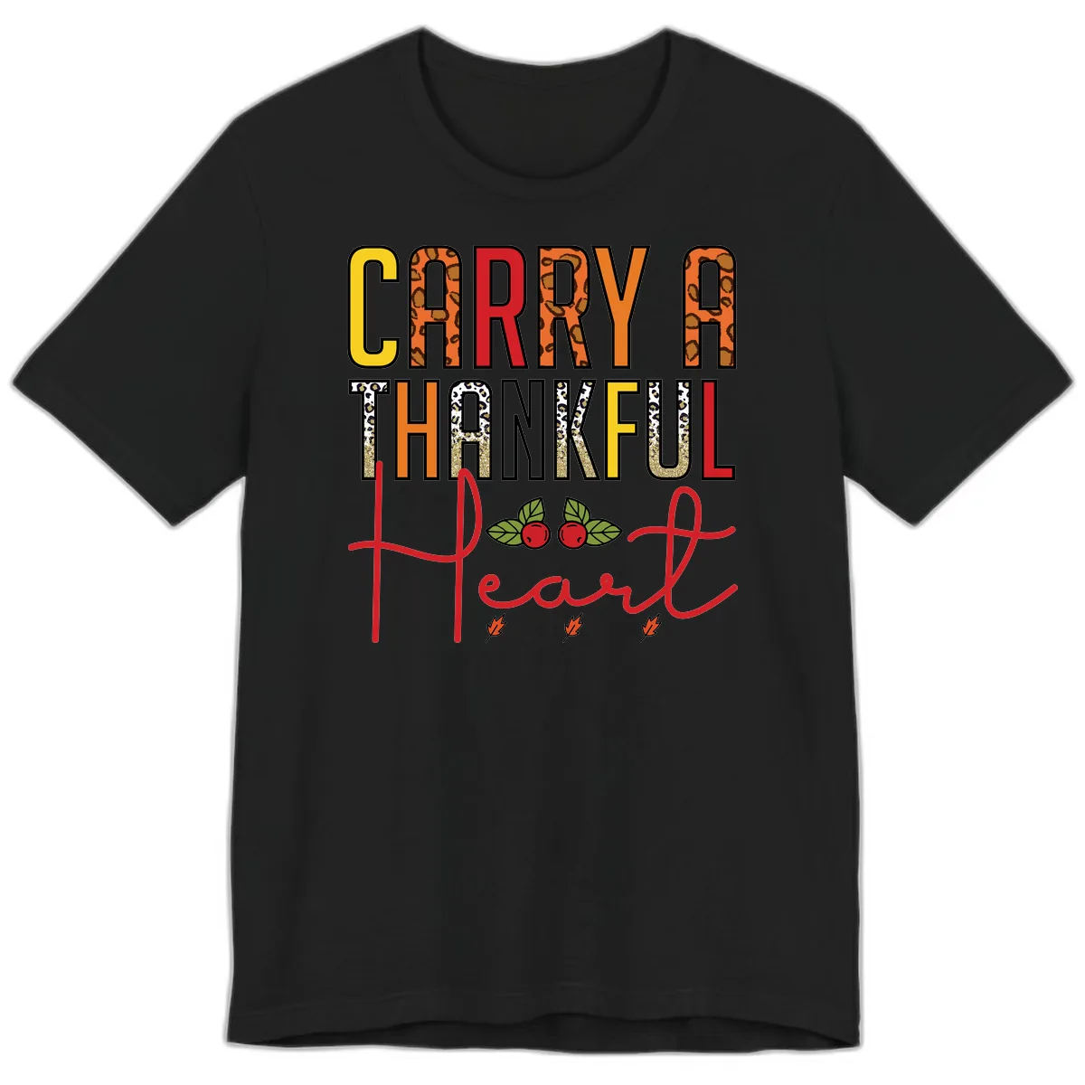 Carry A Thankful Heart Design Premium T-Shirt in Black