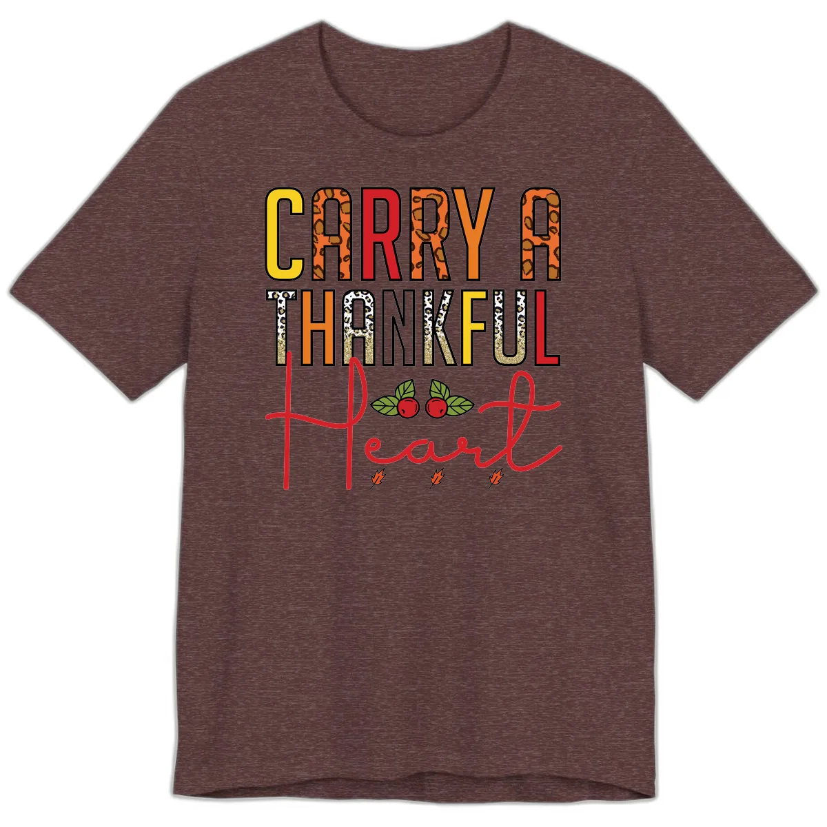 Carry A Thankful Heart Design Premium T-Shirt in Heather Maroon