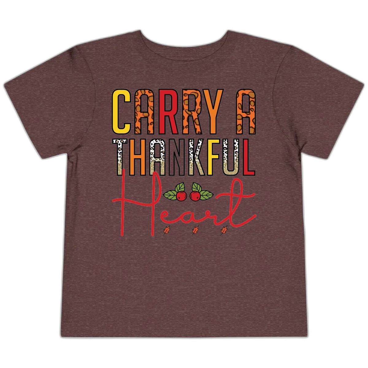 Carry A Thankful Heart Design Toddler T-Shirt in Heather Maroon