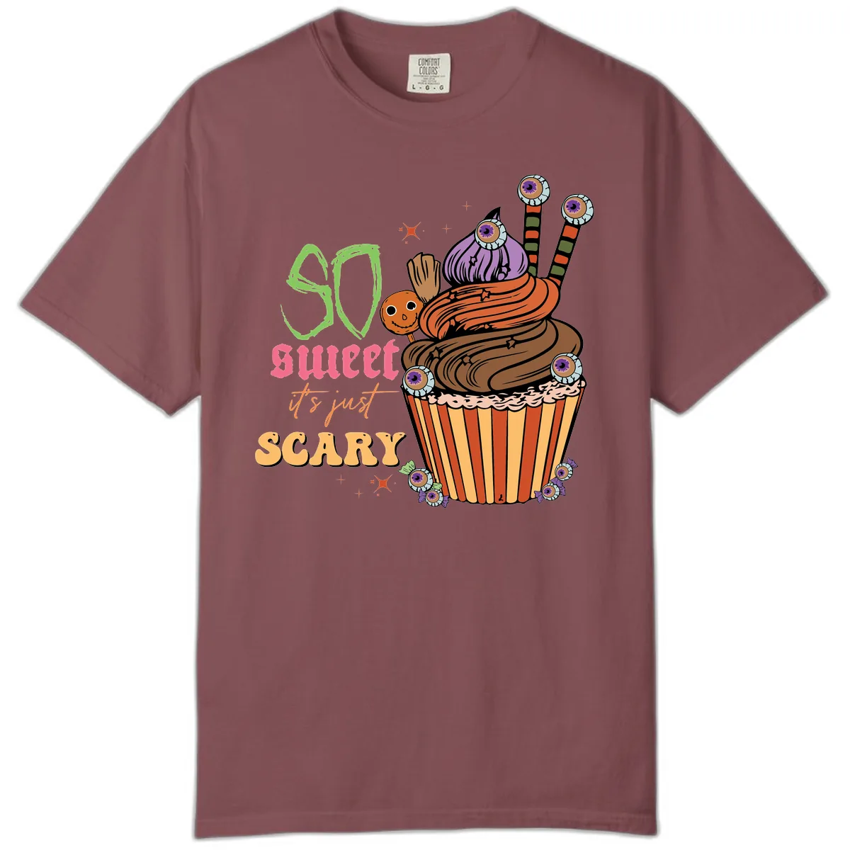 So Sweet It's Just Scary Halloween Cupcake Comfort Color in Brick