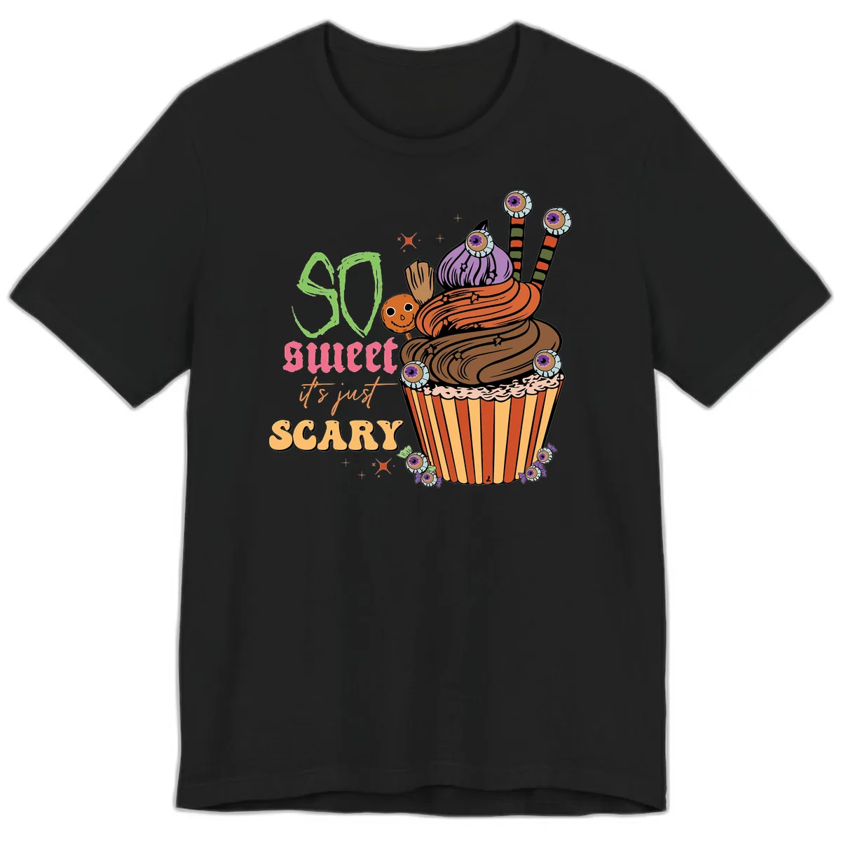So Sweet It's Just Scary Halloween Cupcake Premium T-Shirt in Black