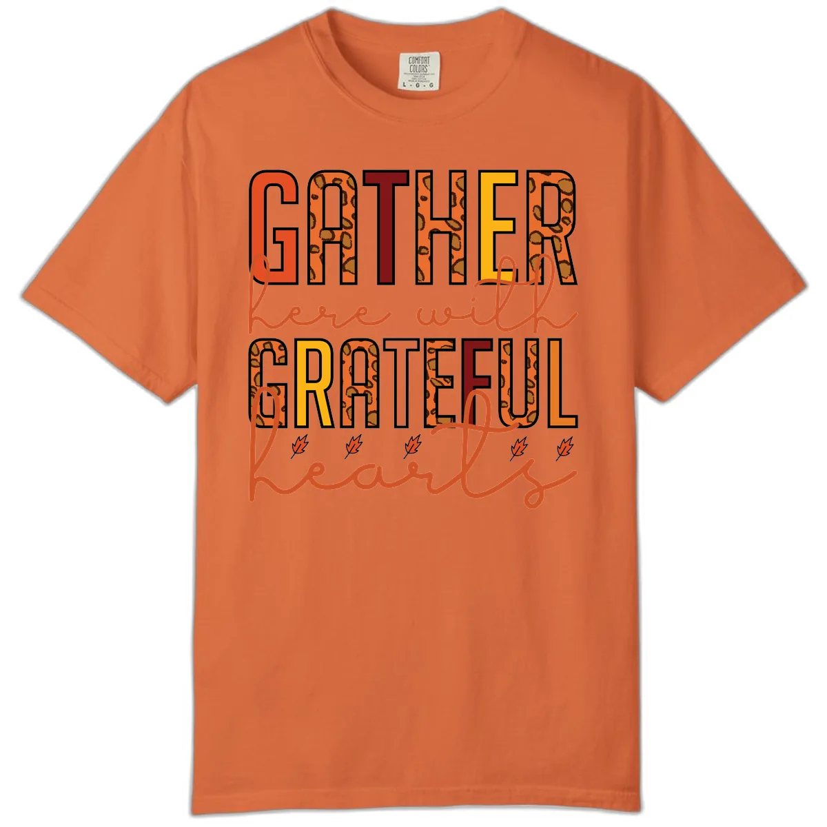 Gather Here With Hearts Comfort Color in Burnt Orange
