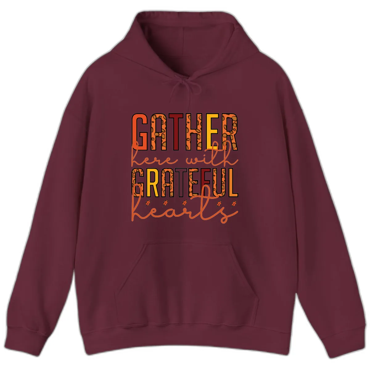 Gather Here With Hearts Hoodie in Maroon
