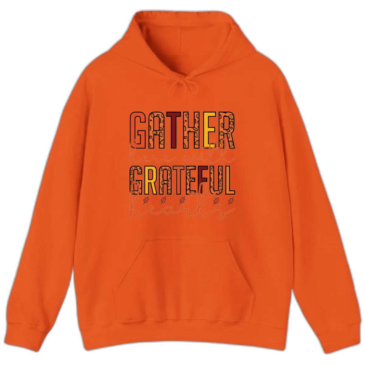 Gather Here With Hearts Hoodie in Orange