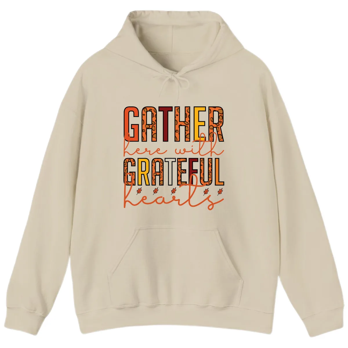 Gather Here With Hearts Hoodie in Sand
