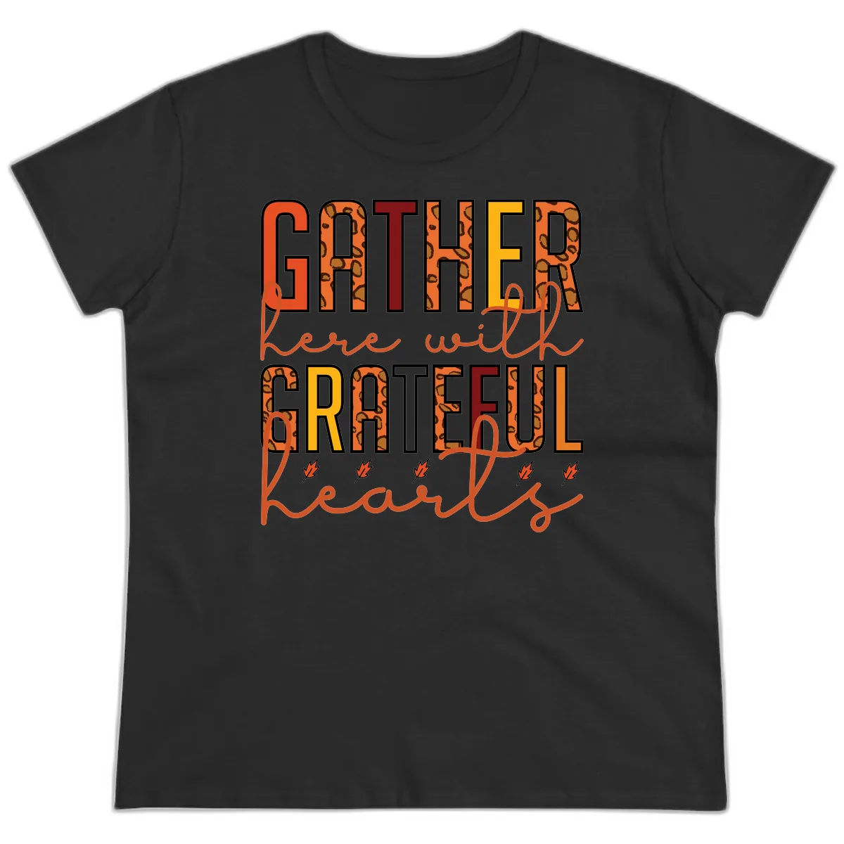 Gather Here With Hearts Ladies Tee in Black