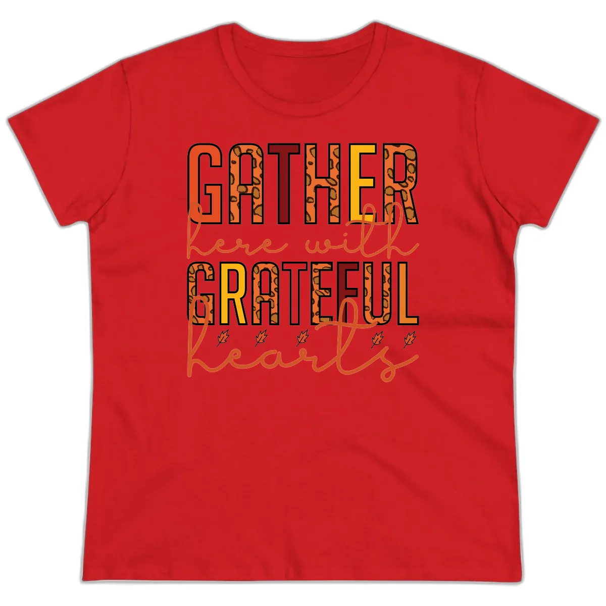 Gather Here With Hearts Ladies Tee in Red
