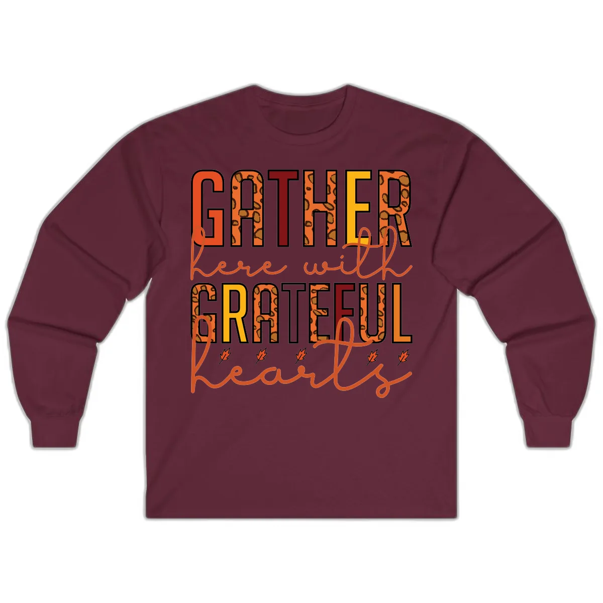Gather Here With Hearts Long Sleeve in Maroon