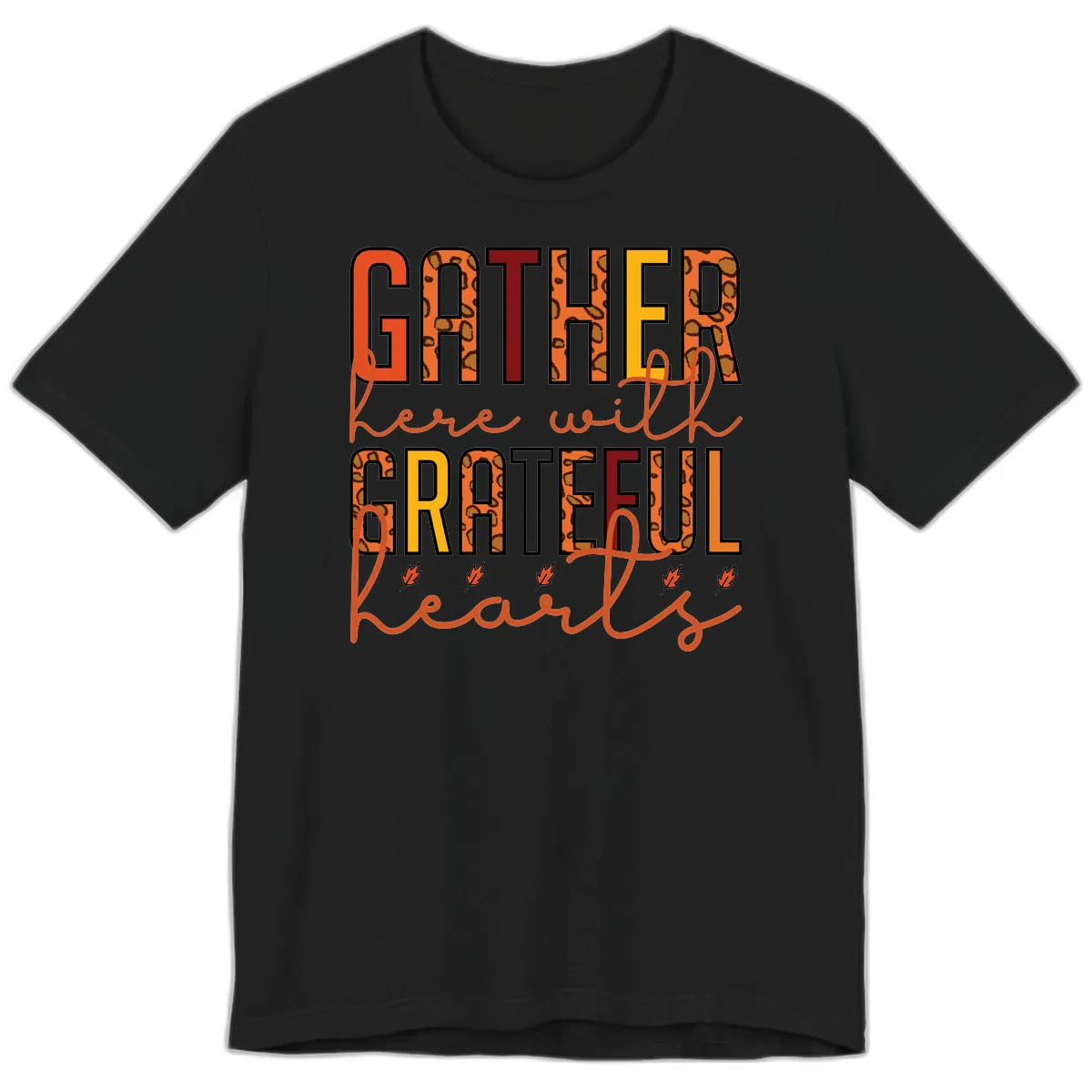 Gather Here With Hearts Premium T-Shirt in Black