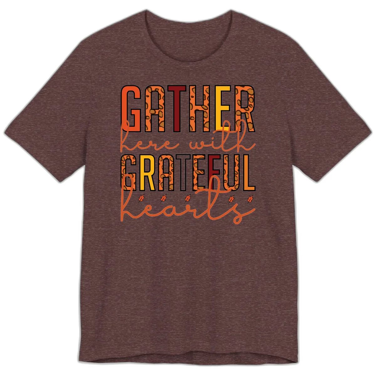 Gather Here With Hearts Premium T-Shirt in Heather Maroon