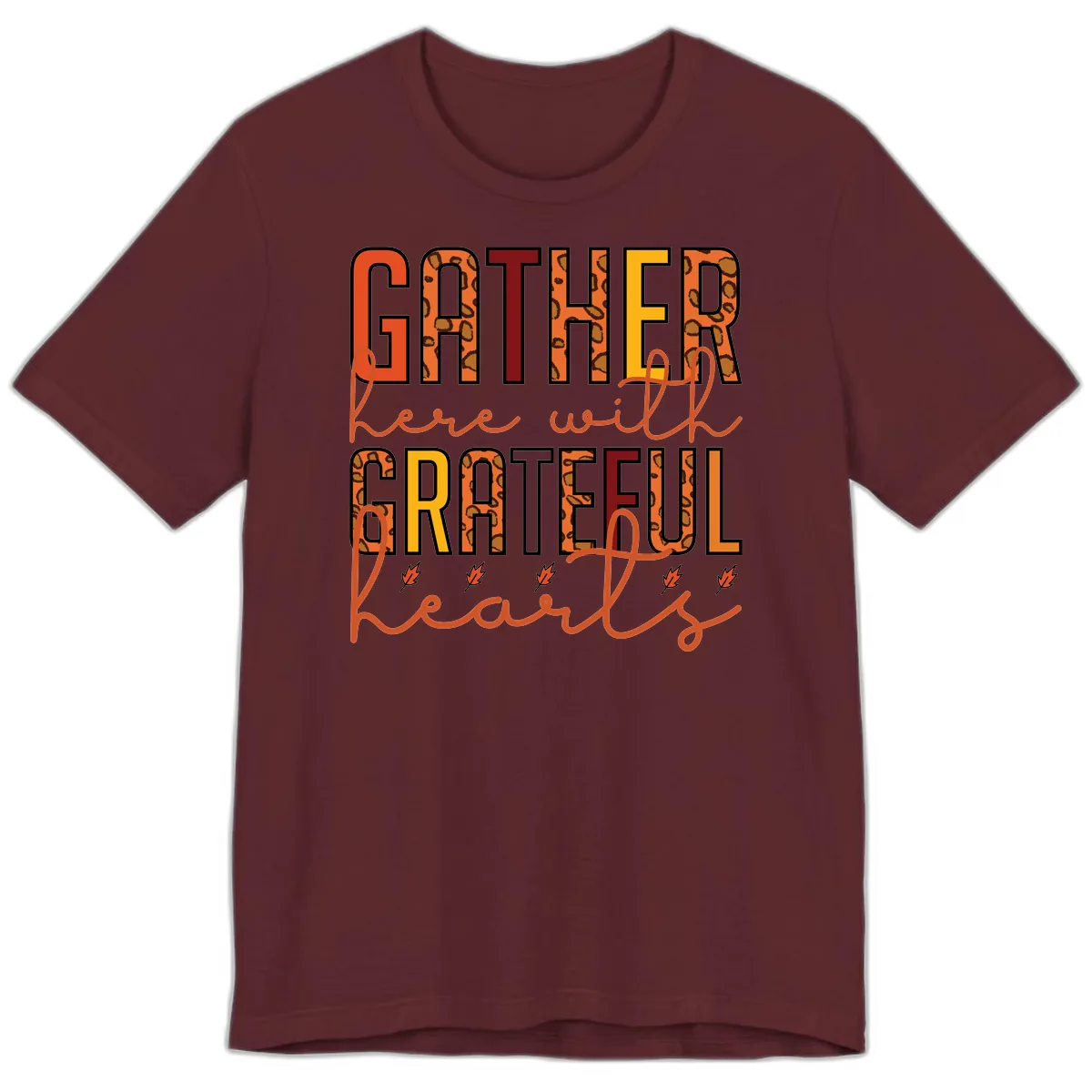 Gather Here With Hearts Premium T-Shirt in Maroon